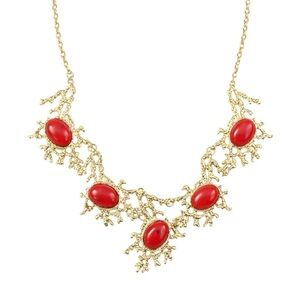 Red Stone Tree Branch Necklace